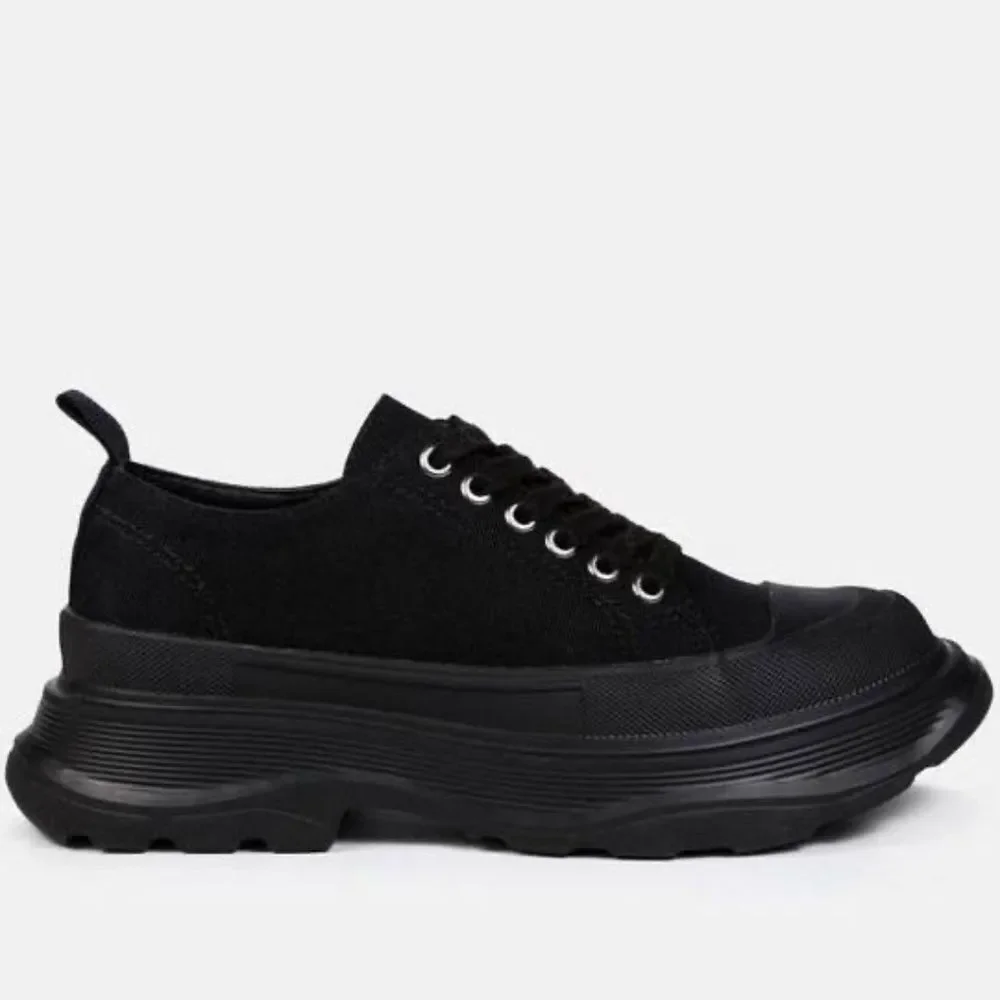 Missguided Black Canvas Bubble Soul Platform Sneakers Sz‎ 6